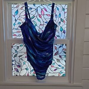 Miraclesuit Blue and Purple One Piece Swimsuit